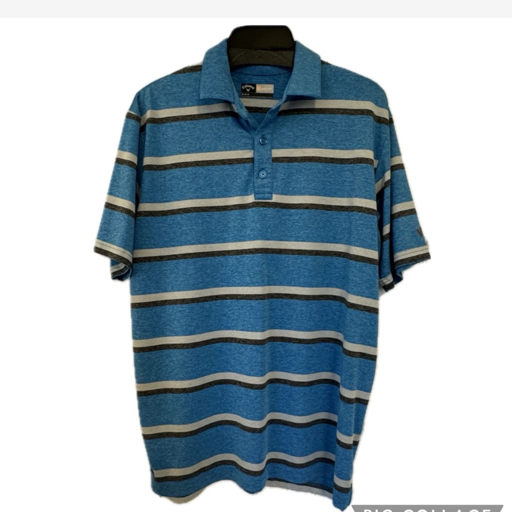 MENS CALLAWAY GOLF SHIRT size medium blue gray black - Picture 1 of 5